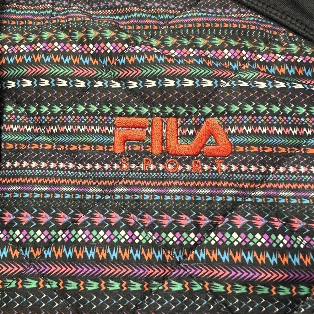 Fila Sport Black & Multicolored Aztec Jacket / Hoodie Size Medium Women - Picture 3 of 10